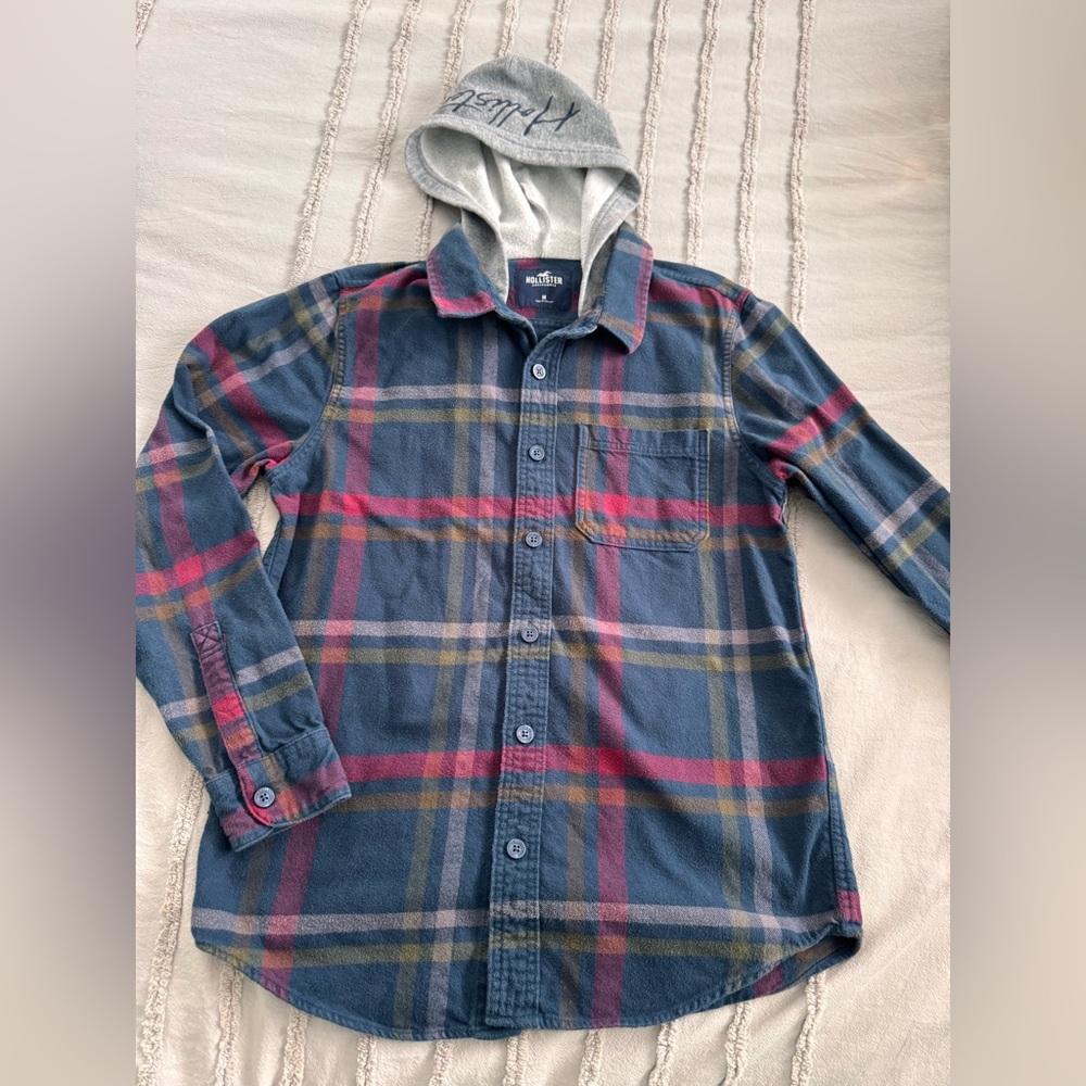 Y2K Men’s Hollister Hooded Flannel Size M